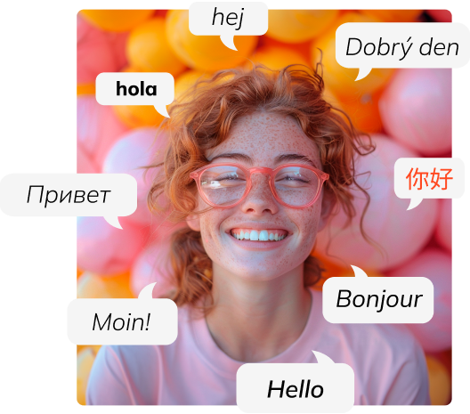 Smiling girl with dialogues